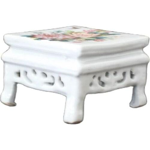 Chinese Old Porcelain Pink Chrysanthemum Fuguitu Small Square Table