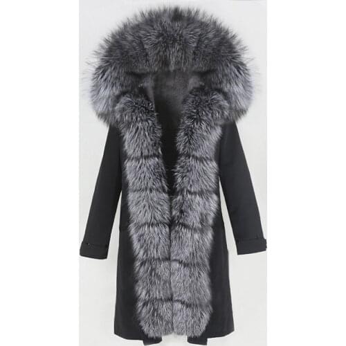 MENINA BONITA 2021 Waterproof Parka Real Fur Coat X-long Winter Jacket Women Natural Fox Fur Collar Warm Outerwear Detachable