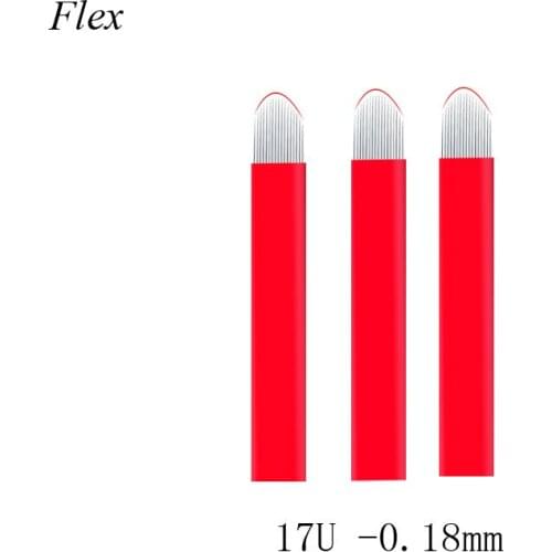Lamina tebori Disposable Flex U Shape 17 Pins Eyebrows Blades for Makeup Tattoo Blades Stainless Steel Tattoo Microblading
