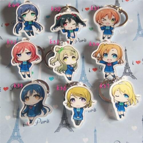 Lovelive Cartoon Acrylic School Uniform Keychain Keyring Minami Kotori Kousaka Honoka Yazawa Nico Nozomi Pendant Gift Cosplay