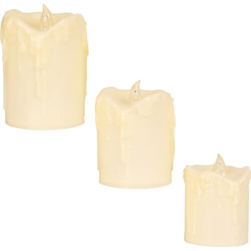 SET 3pcs LED Pillar Tealight Votive Candles for Home Wedding Bar Church Decoration