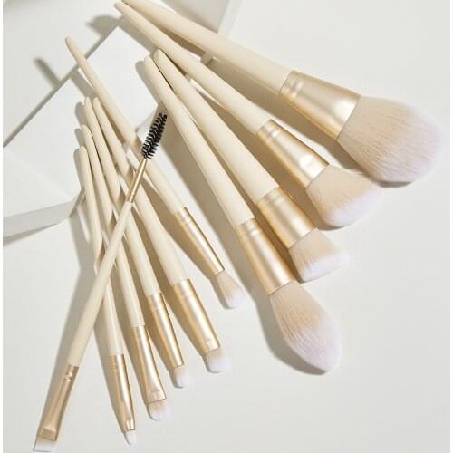 10Pcs Professional Eyes Makeup Brushes Set Wood Handle Eyeshadow Eyebrow Eyeliner Blending Powder Smudge Brush