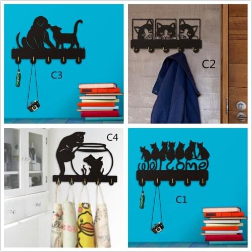 Cats Wall Hook Welcome Hooks Animals Wall Decor Bathroom Towel Rails Key Holder Lover Gift Decor mounted wall hook hangers