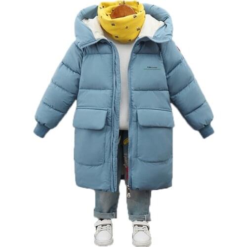 New Boys Jackets Girls Winter Coats Children Clothes Kids Warm Outerwear Thick Long Cotton-padded Parka Hooded Snowsuit Overcoat