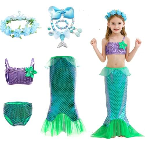 Girls Little Princess Ariel Dress Sling Dress Panties Tail Girl Ariel Clothes Mermaid Princess Dress Summer Style Girls Swimsuit