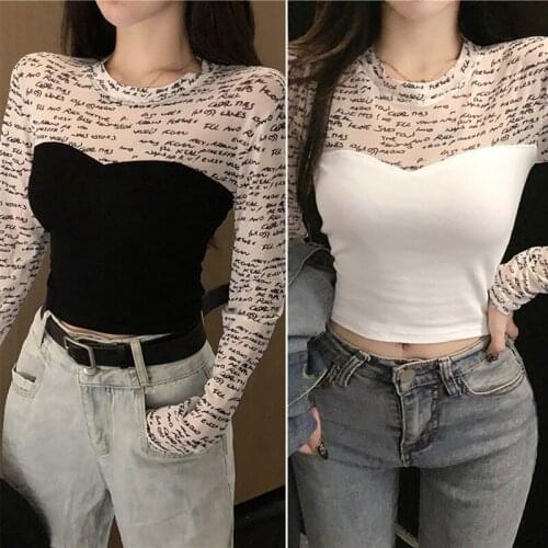 Kili Fake 2 Pieces Splicing Mesh Slim Sunsn T-Shirt Long Sleeve Base Shirt One Size