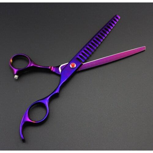 Professional 440c 7'' voilet dog grooming hair scissors cat pet shears animal barber thinning hair clipper hairdressing scissors