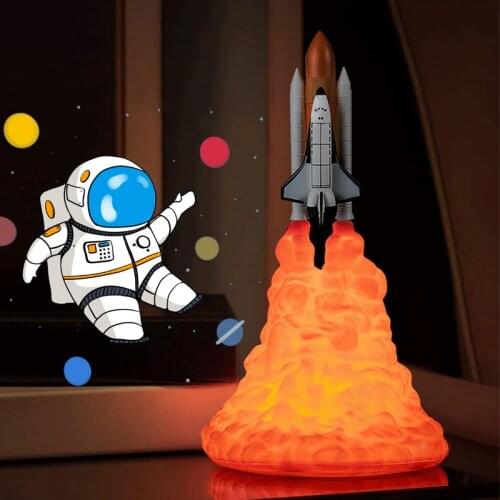 Dropship Novelty Lights 3D Print Space Shuttle Rocket Lamp USB Rechargeable Night Light DIY LED Novelty Lamp For Home Decoration