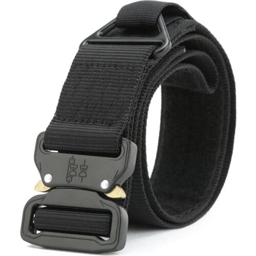 Military Tactical Belt Men Army Metal Buckle Nylon Belt For Jeans Pants 4.3CM Equipment Heavy Duty Canvas Waist Belt With Velcro