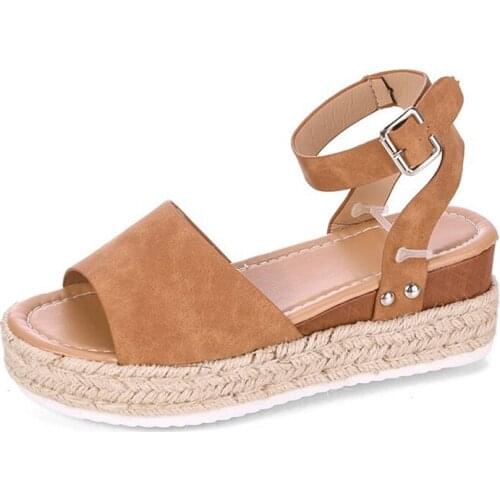 Retro Women Sandals Leopard Hemp Rope Platform Ladies Wedge Shoes Female Casual Ankle Buckle Strap Sandalias Summer 2021 New