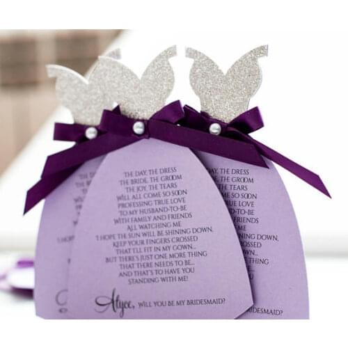 Custom printing text Wedding invitations bridesmaids Maid of Honor flower girl Proposal bridal shower Birthday Cards