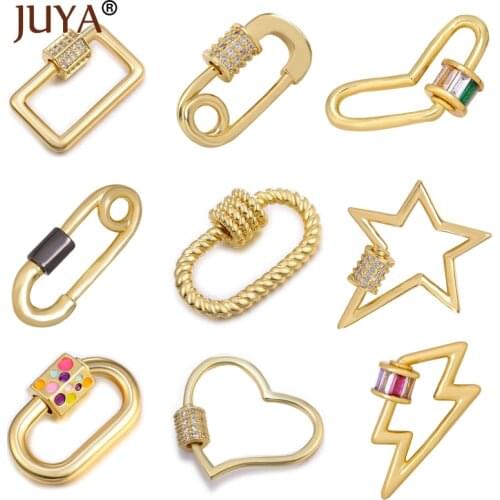 Juya CZ Clasps For Necklace Making DIY Punk Jewelry Accessories Copper Screw Spiral Clasps For Women Handmade Craft Supplies