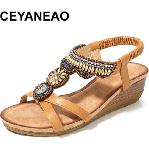 CEYANEAO Womens sandals with rhinestones, flip-flops, Summer style, large sizes, womens sandals with rhinestones color