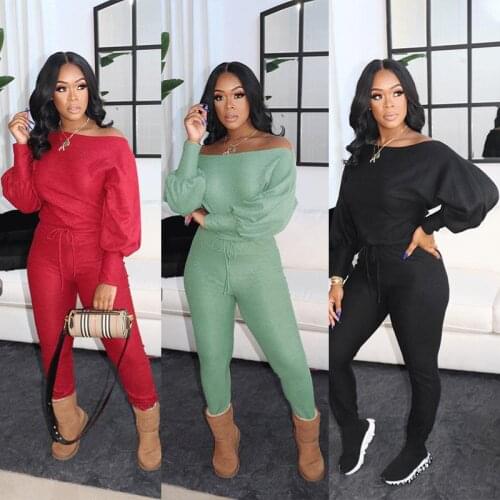 ZKYZWX Cotton Bandage Rompers Womens Jumpsuit Fashion Oblique Shoulder Flare Sleeve Tracksuit One Piece Club lounge wear Outfits