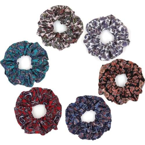 Furling Girl 1PC Little Cashew Print Cloth Fabric Hair Ponytail Holders Spring Elastic Hair Bands Women Hair Accessories