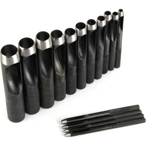 10pc/set 25pc/set Black Belt Punch DIY Leather Needle Drift Pin Metal Craft Tool Die Leather Hole Punch Kit DIY Leather craft