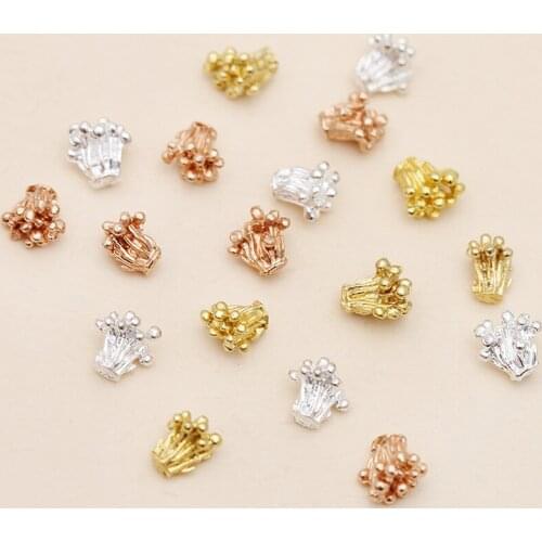 100PCS 6.5*6.8mm Flower Pistil Metal Alloy Flower Blossom Connectors Charm DIY Jewelry Findings