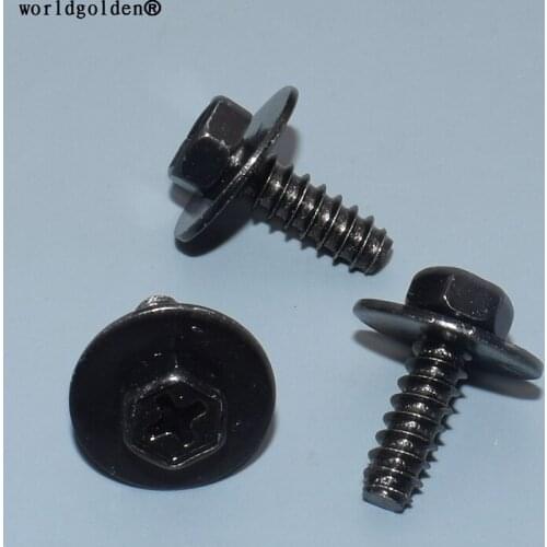 Worldgolden 100pcs metal fasteners Front & Rear Bumper Body Exterior Trim Mud Guard Screw for Mazda#9CF600516B