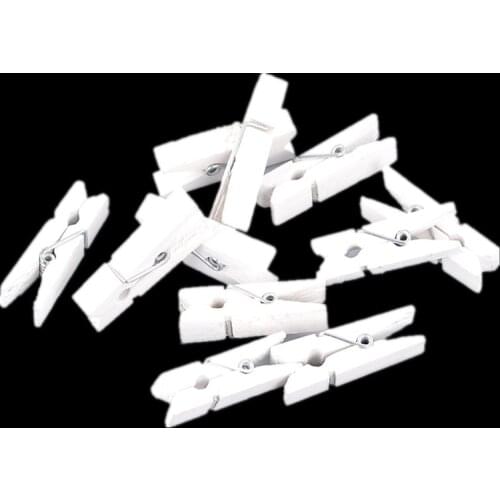 20Pcs Wood Clips White Wooden Photo Paper Pegs Clothespin Craft Office & School Supplies 3.5x0.7cm(1 3/8"x2/8")