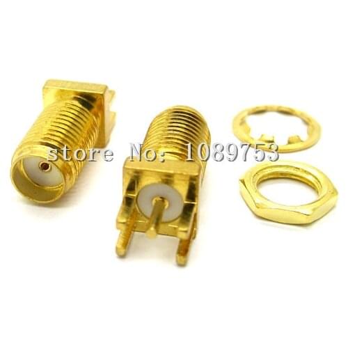 50PCS Gold SMA Female SMA-KE Jack Solder PCB Clip Edge Mount Straight RF Adapter Connector 18mm
