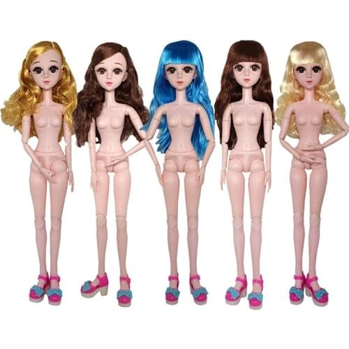 60cm Princess Doll Naked Body 18 Moveable Joints 3D Real Eyes Female Figure Body Girl Doll DIY Toys Gifts For Girls