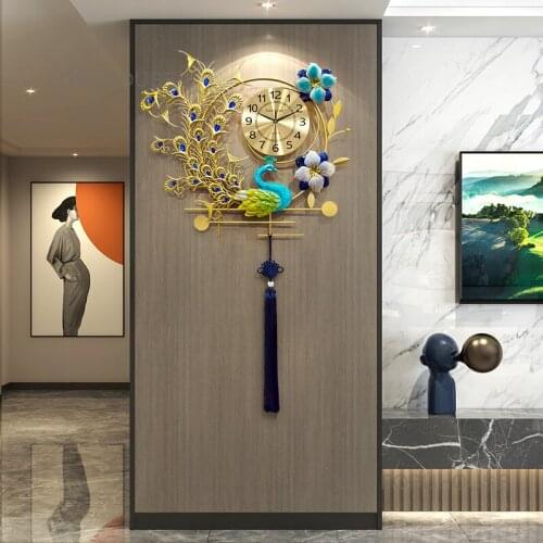 Watch wall clock living room art atmosphere household dining room porch decoration wall watch personality creativity peacock