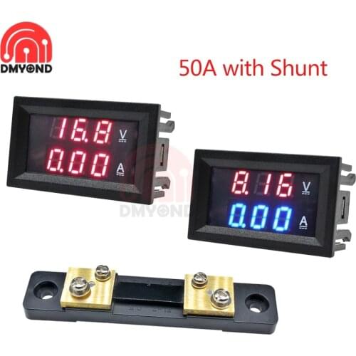 0.28" Mini Digital Voltmeter Ammeter 50A DC 0-100V/ 7-110V Amp Volt Voltage Current Meter Detector Tester Dual LED Display Gauge