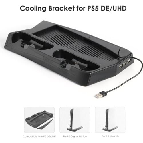 For PS5 Vertical Stand with Cooling Fan Dual Controller Charger Console Charging