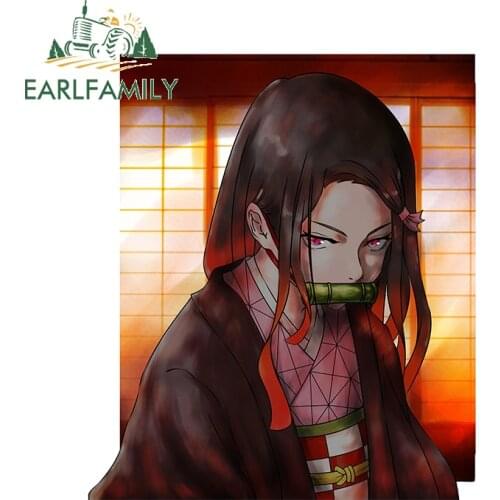 EARLFAMILY 13cm x 11.4cm for Kamado Nezuko Demon Slayer Funny Car Stickers Creativite JDM VAN Decal Scratch-Proof Car Styling