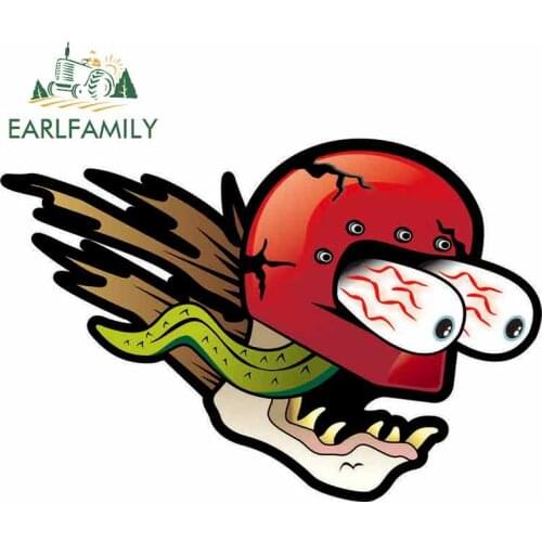 EARLFAMILY 13cm x 8.8cm for Rat Fink Helmet Anime Funny Car Stickers Cartoon Oem Vinyl JDM Bumper Trunk Truck Graphics Decal
