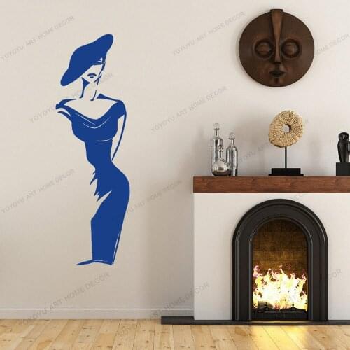 Elegant fclothing shop window decoration painting salon home bedroom decoration painting ashion woman vinyl wall stickers CX1360