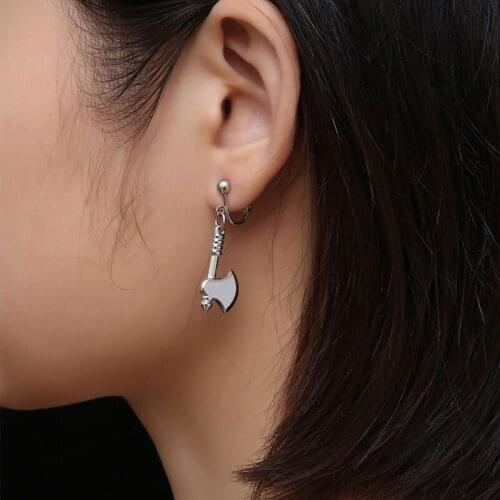 Hyperbole Stainless Steel Stereo Axe Earring Clip Irregularity Fashion Jewelry For Women Gift
