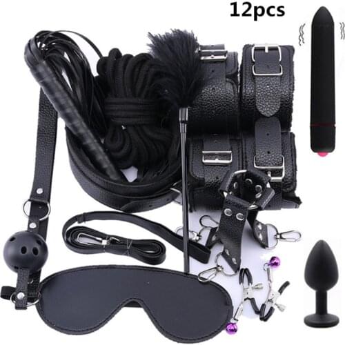 Toys for Adults BDSM Leather Sex Toys Kits Bondage Set Sex Games Handcuffs Sex Toy Anal Plug Tail Women Exotic Sex Accessories
