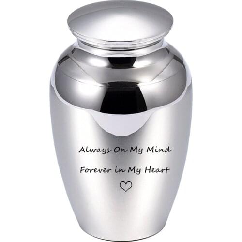 IJU027 Stainless Steel Cremation Urn for Funeral Keepsake Casket to Hold Human Ashes Always On My Mind Carved