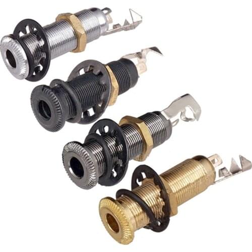 1Pcs 6.35mm 1/4" Brass Threaded Cylinder Bass Guitar Jack Pickup Output Input Plug Socket for Electric Guitar Accessories Parts