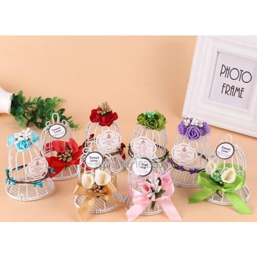 Forest Wedding Decor Crafts Metal White Bird Cage Candy Box Wedding Gifts Favors Wedding Card Holder Iron Birdcage Boxes S201792