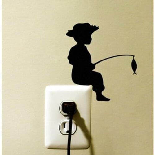 Boy Fishing Cute Child Fashion Switch Sticker Decoration Vinyl Wall Decal 5WS0061