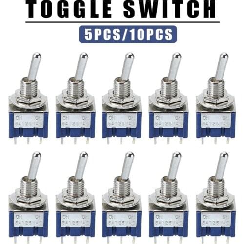 5pcs/10pcs AC 125V 6A 2 Position Miniature Toggle Switch Blue MTS-202 Model 6 Pin DPDT ON-ON Mini Electrical Switches