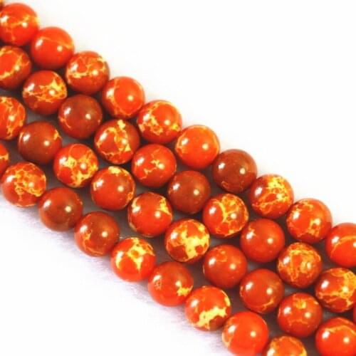 Fashion Natural Diy Jewelry Stone Orange Emperor Stone Beads 6mm 8mm 10mm 12mm Smooth Round Beads 15 Inches B128