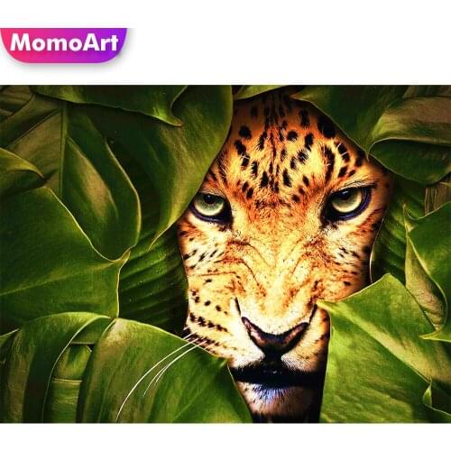 MomoArt Diamond Embroidery Leopard Full Drill Square Diamond Painting Animal Cross Stitch Mosaic Picture Rhinestones Wall Decor