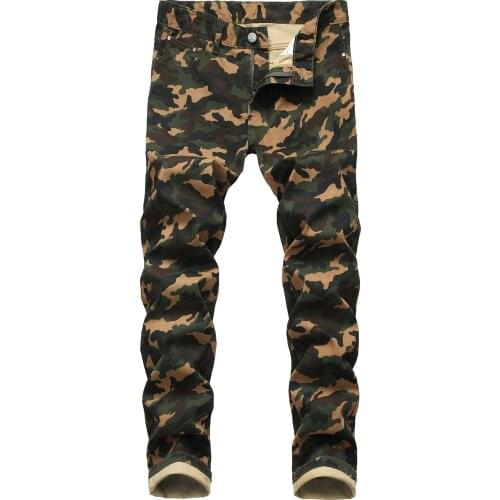 Mens New Camouflage Jeans Fashion Slim Fit Male Denim Trousers Hip Hop Plus Size Skinny Jeans Man Pants Pantalon Cargo Homme