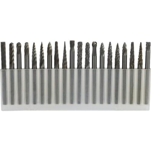 20Pc Full Double Grain Tungsten Carbide Rotary Burr Milling Cutter Milling Cutter Bit Set Mini Drill Rotating Tool Accessories E