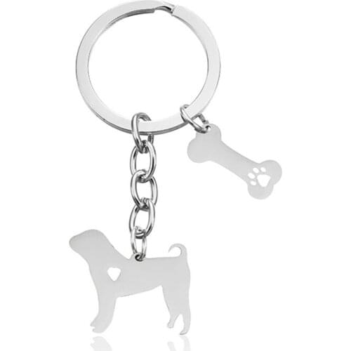 New Shiba Inu Keychains Trendy Style Stainless Steel Shiba Inu Heart Key Chains Dog Bones Shiba Inu Keyrings Jewellery