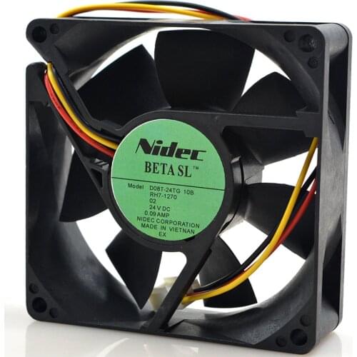 Original FOR Nidec D08T-24TG 10B DC 24V 0.09a 8025 8cm 3-wire cooling fan
