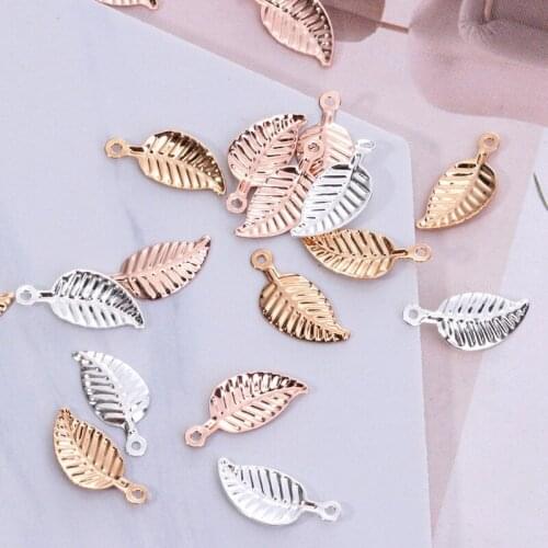 Rose Gold Silver Tree Leaf Leaves Pendants Alloy Delicate Charms DIY Accessories For Handmade Earrings Bracelets Necklace