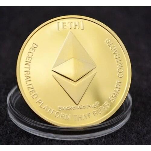 24K gold-plated Ethereum coin art collection gift commemorative coin lucky coin challenge coin