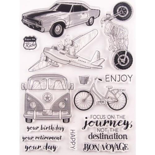 Bicycle Motorcycle Car Aircraft Transparent Clear Stamp for DIY Scrapbooking/Card Making/Kids Christmas Decoration
