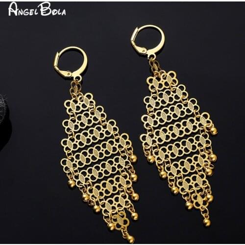 Ethiopian Fashion Luxury Gold Sequin Pendant Earrings Islamic Muslim Middle East Fashion Earrings Wedding Party Gift Wholesale