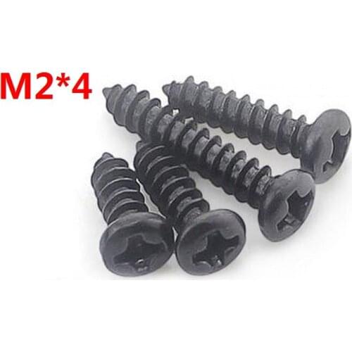 2000PCS M2*4 M2X4 BK Carbon Steel Philips Cross Head Screw Self Tapping Round Head Screw Electronic Screws