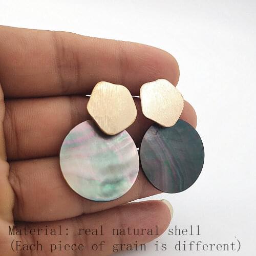 Fashion Natural Shell Pendant Earrings Irregular Metal Geometric Earrings for Women Elegant Gift Jewelry